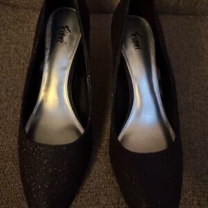 Fioni Black Glitter Heels